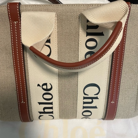 Chloé small woody linen tote - Picture 4 of 5